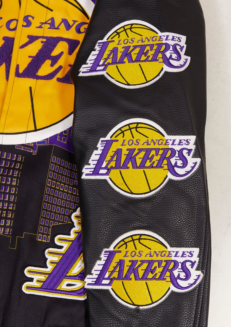 Men's Los Angeles Lakers Pro Standard Black Remix Varsity Full-Zip Jacket