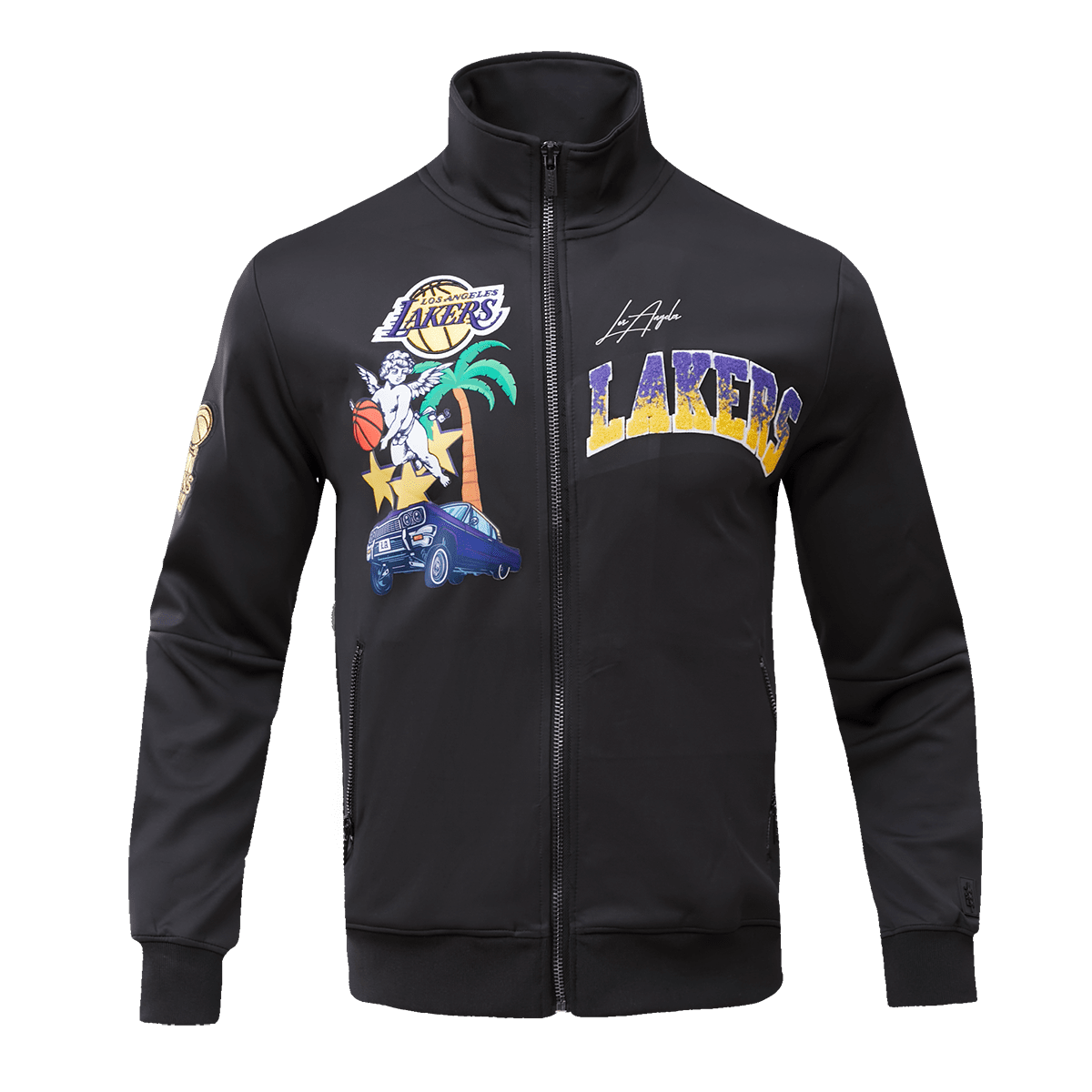 Profile Men's Purple, Gold Los Angeles Lakers Big and Tall Pieced Body Full- Zip Track Jacket