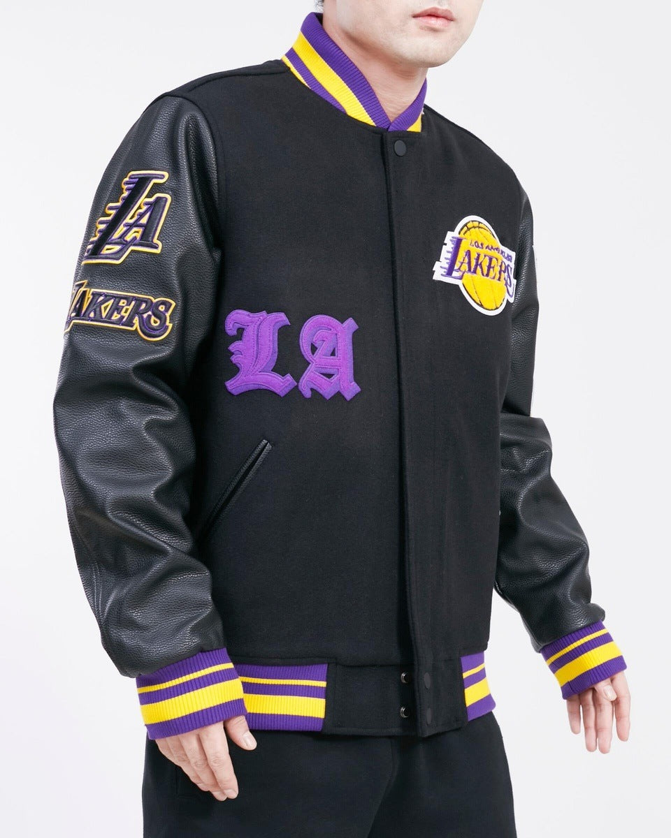 La Lakers NBA Black and White Varsity Jacket