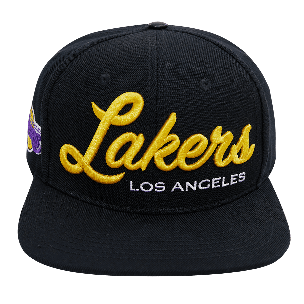 LOS ANGELES LAKERS DROPSHADOW SCRIPT SNAPBACK HAT (BLACK)