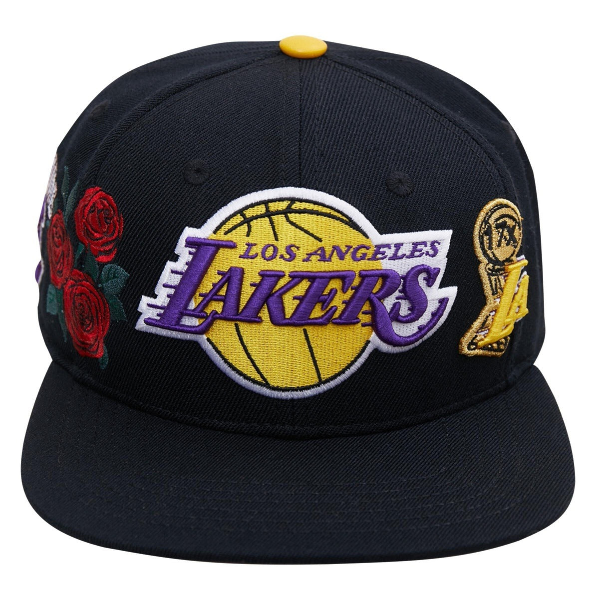 NBA LOS ANGELES LAKERS CITY DOUBLE FRONT LOGO UNISEX SNAPBACK HAT (BLACK/PINK)