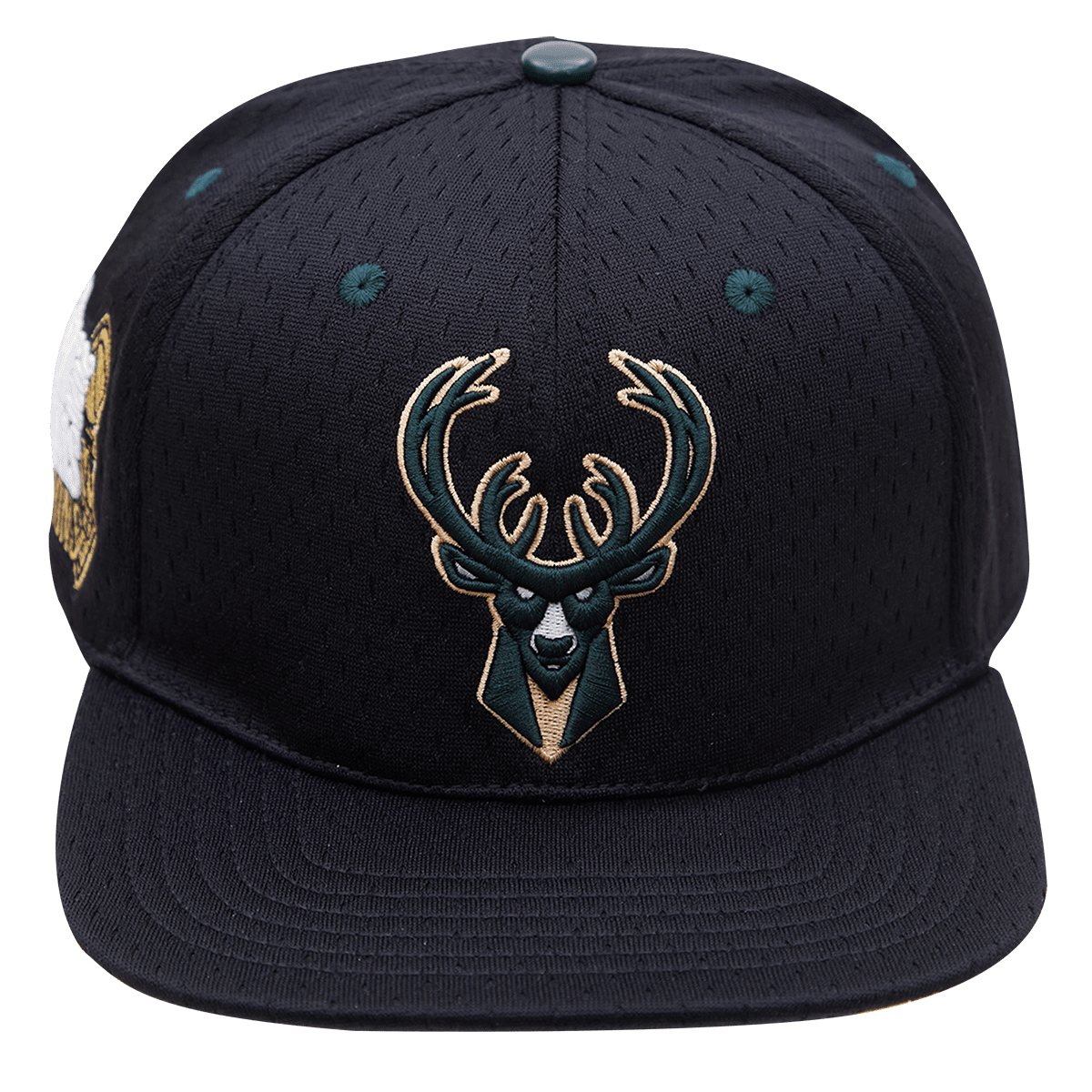 NBA MILWAUKEE BUCKS LOGO MESH UNISEX SNAPBACK HAT BLACK Pro Standard