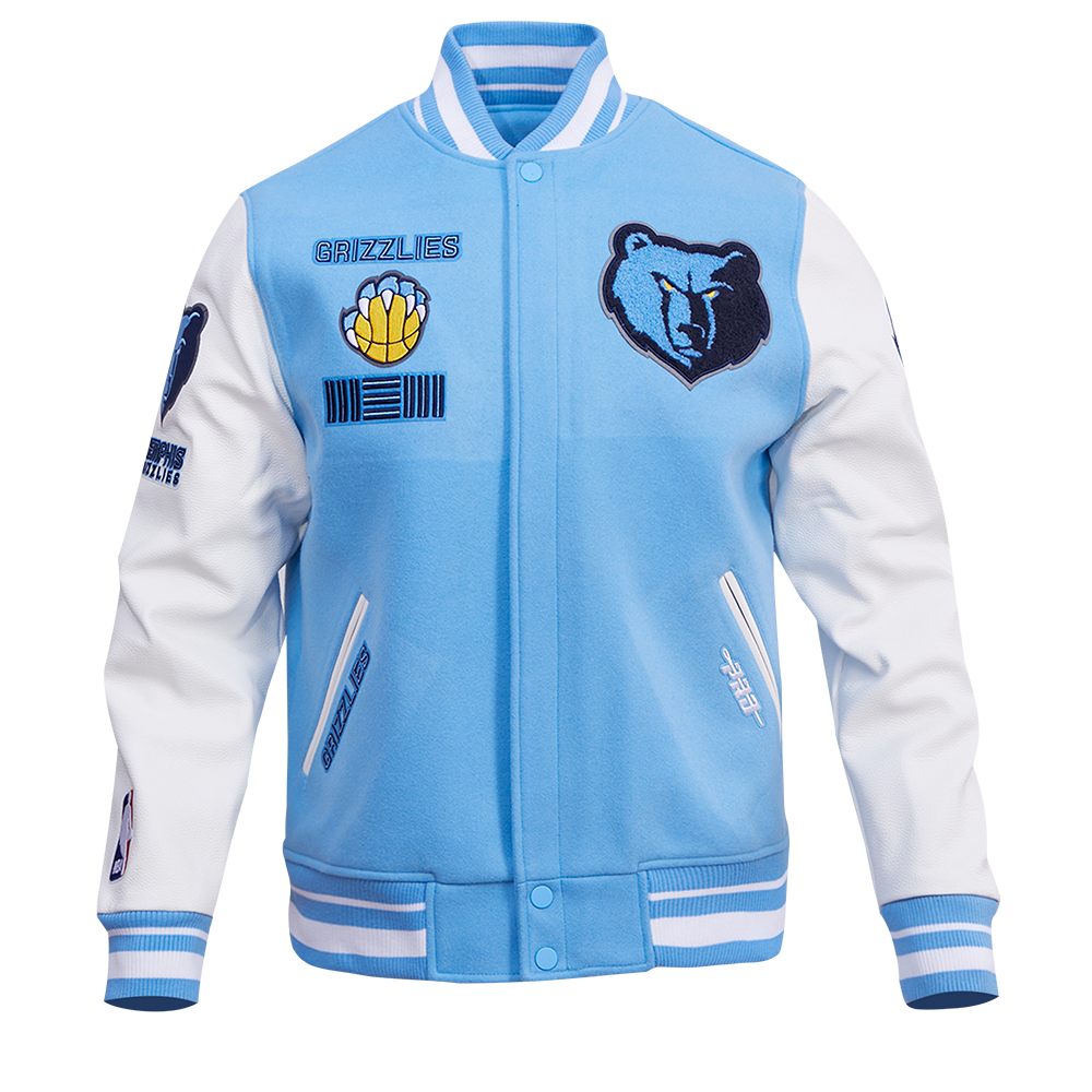 Maker of Jacket Fashion Jackets Navy and Light Blue Memphis Grizzlies Satin