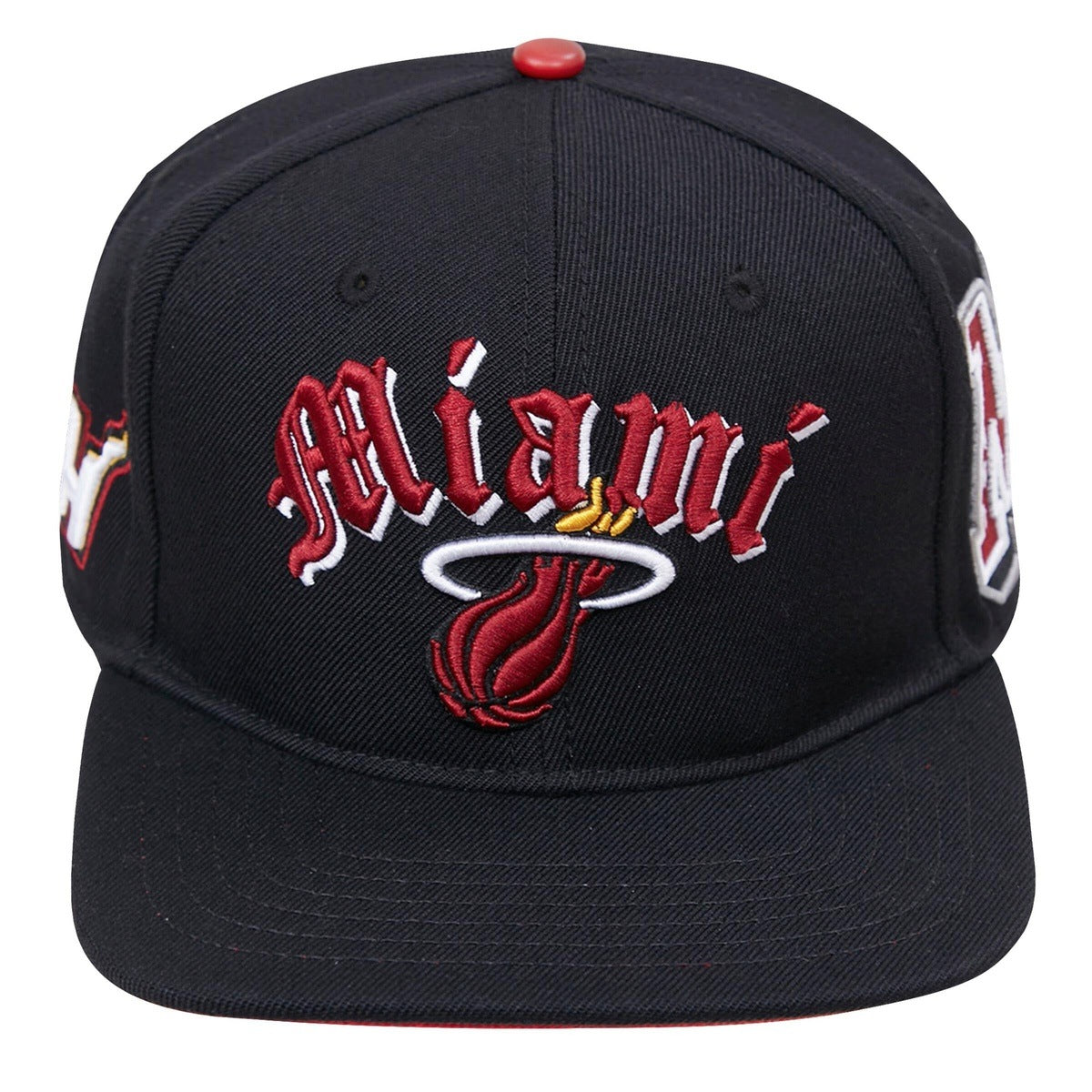 NBA MIAMI HEAT OLD ENGLISH WOOL UNISEX SNAPBACK HAT (BLACK)