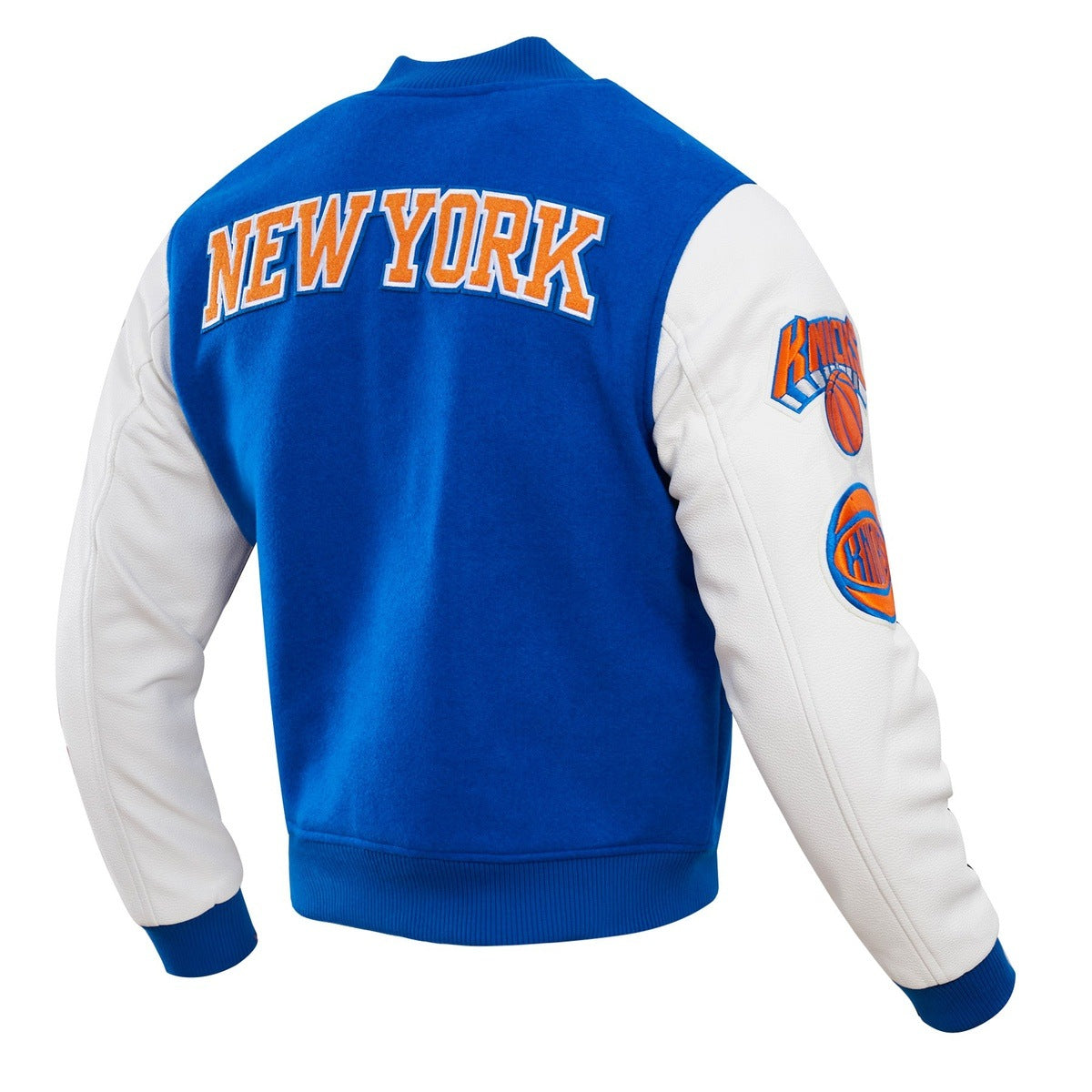 Pro Standard Mens NBA New York Knicks Mash Up Logo Varsity Jacket