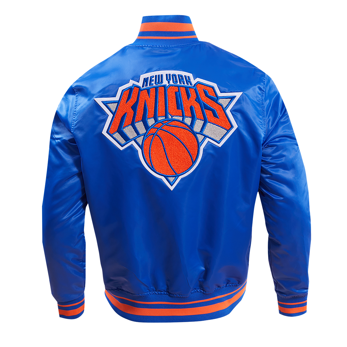 NBA NEW YORK KNICKS RETRO CLASSIC MEN S RIB SATIN JACKET ROYAL BLUE O Pro Standard