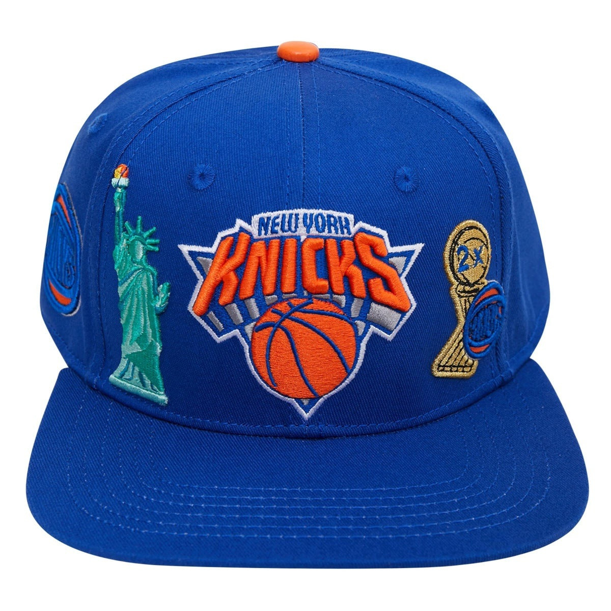 NBA NEW YORK KNICKS CITY DOUBLE FRONT LOGO UNISEX SNAPBACK HAT (ROYALBLUE/PINK)