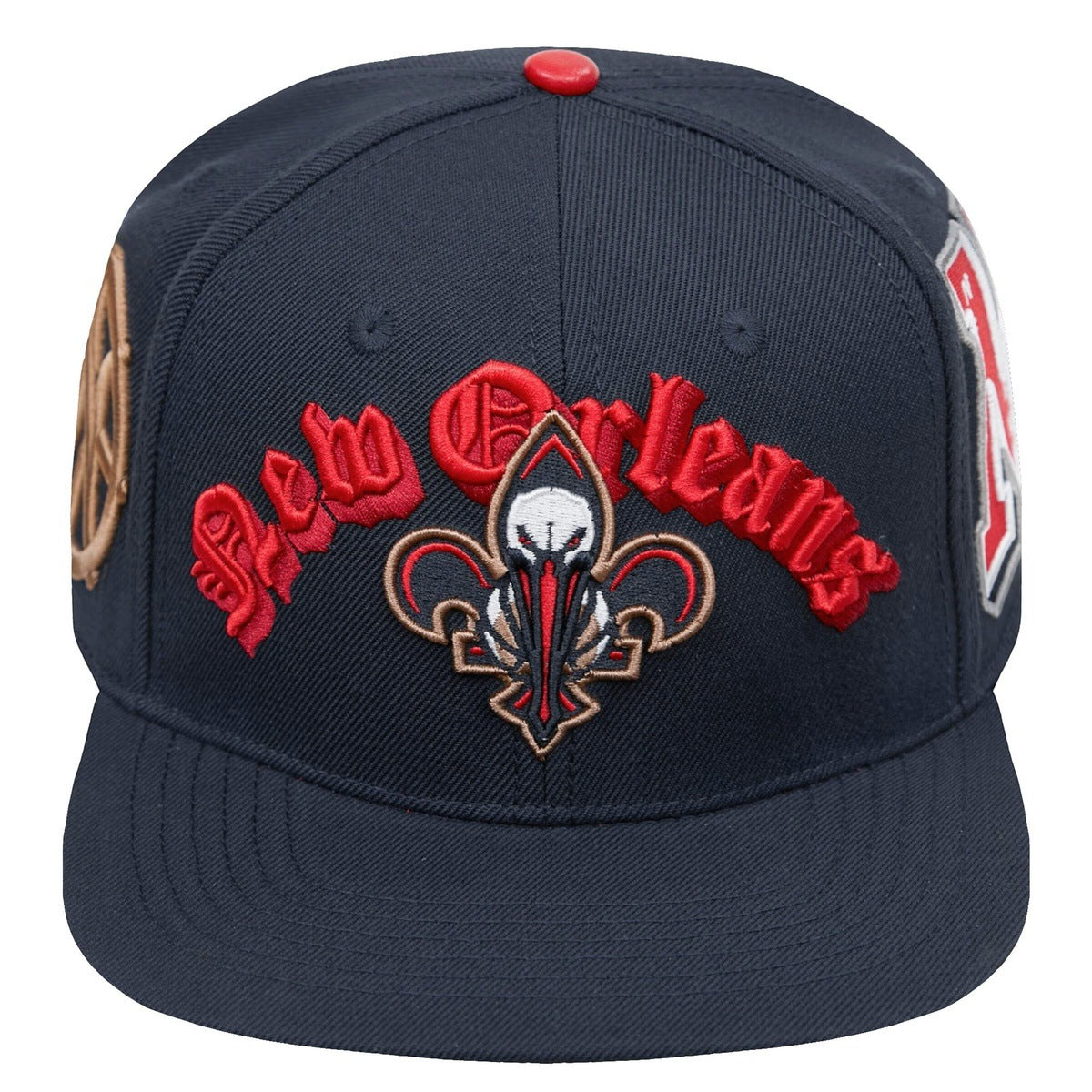 NEW ORLEANS PELICANS OLD ENGLISH WOOL SNAPBACK HAT (MIDNIGHT NAVY)