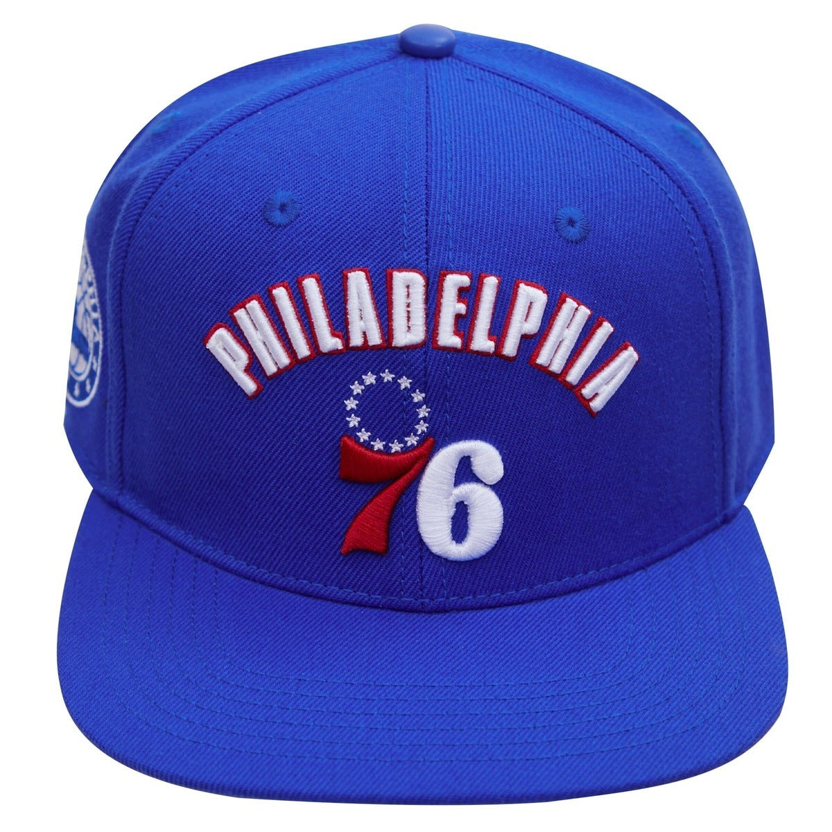 NBA PHILADELPHIA 76ERS STACKED LOGO WOOL UNISEX SNAPBACK HAT (ROYAL BLUE)
