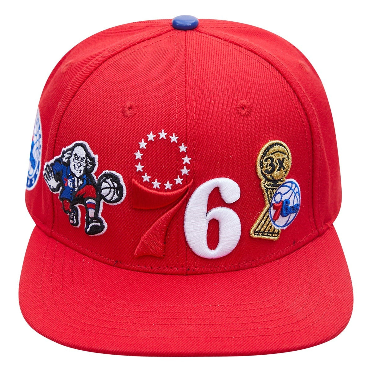 NBA PHILADELPHIA 76ERS CITY DOUBLE FRONT LOGO UNISEX SNAPBACK HAT (RED)
