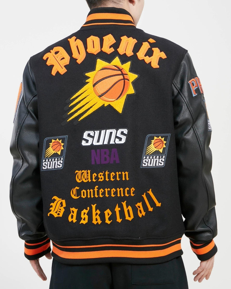 NBA PHOENIX SUNS OLD ENGLISH LOGO MEN´S VARSITY JACKET (BLACK