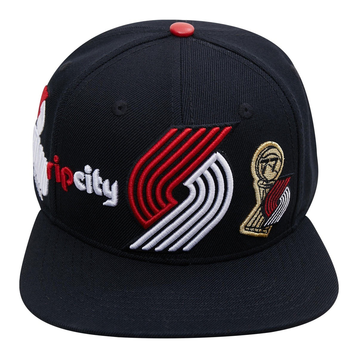NBA PORTLAND TRAIL BLAZERS CITY DOUBLE FRONT LOGO UNISEX SNAPBACK HAT (BLACK)