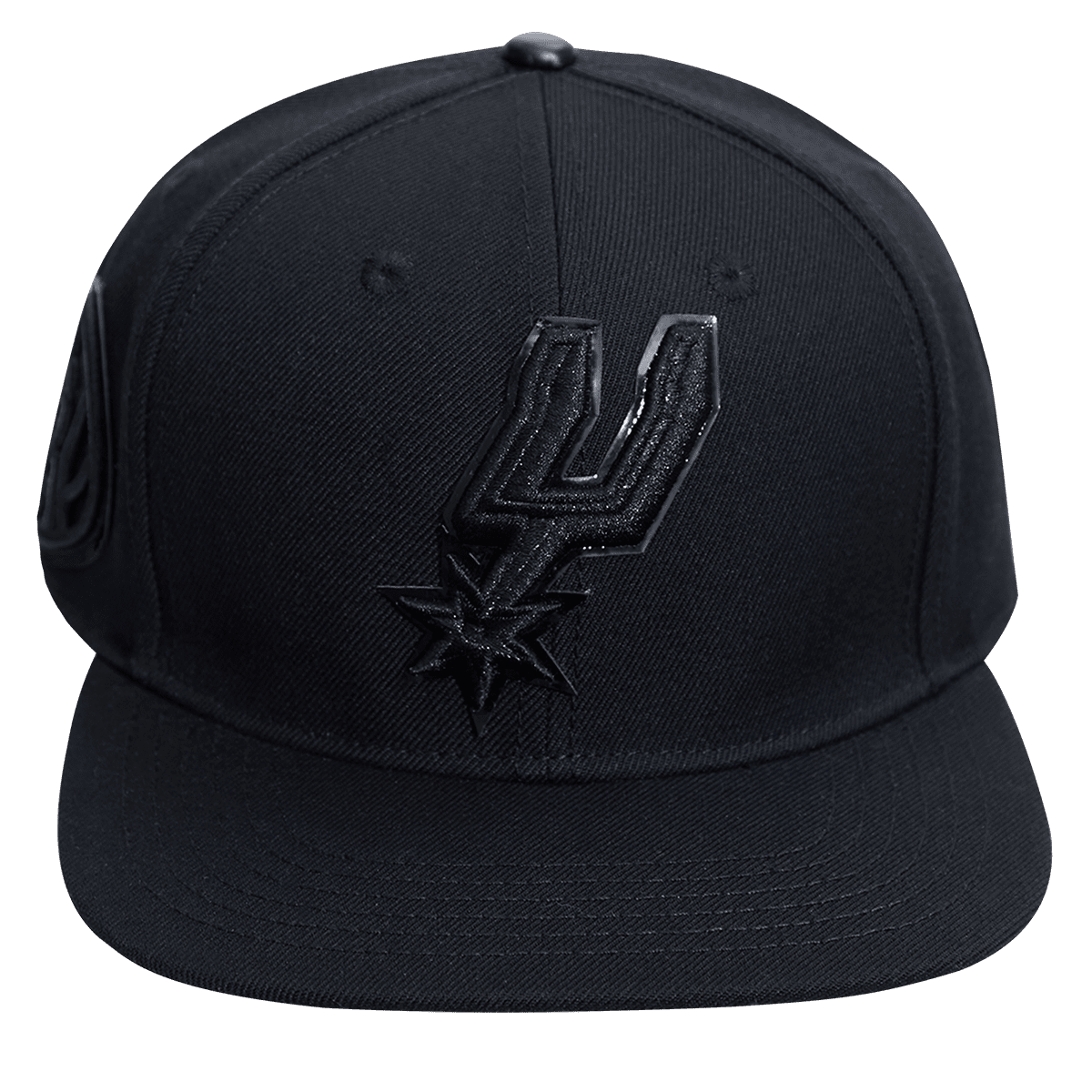 SAN ANTONIO SPURS TRIPLE BLACK LOGO SNAPBACK HAT (TRIPLE BLACK)
