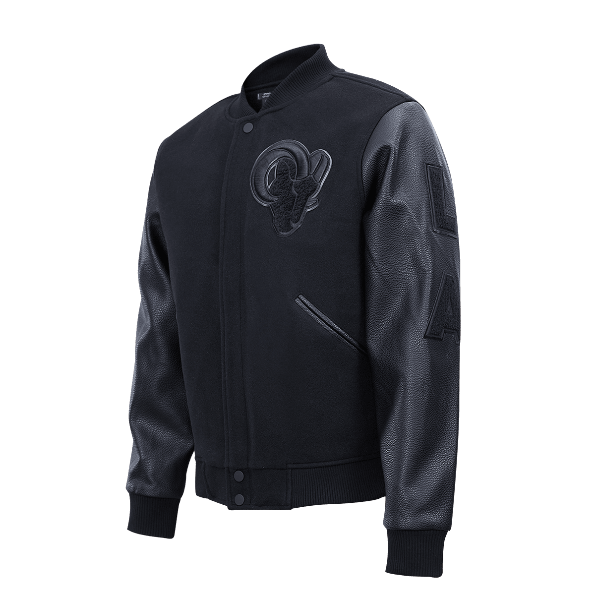 NFL LOS ANGELES RAMS TRIPLE BLACK LOGO MEN'S VARSITY JACKET (TRIPLE BL ...