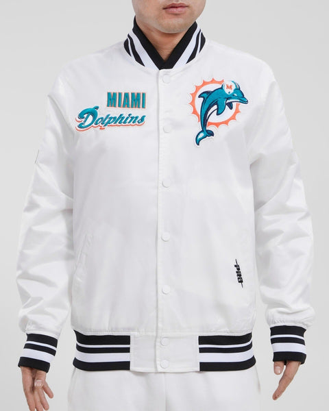 MIAMI DOLPHINS RETRO CLASSIC RIB SATIN JCKET (WHITE/BLACK) – Pro Standard