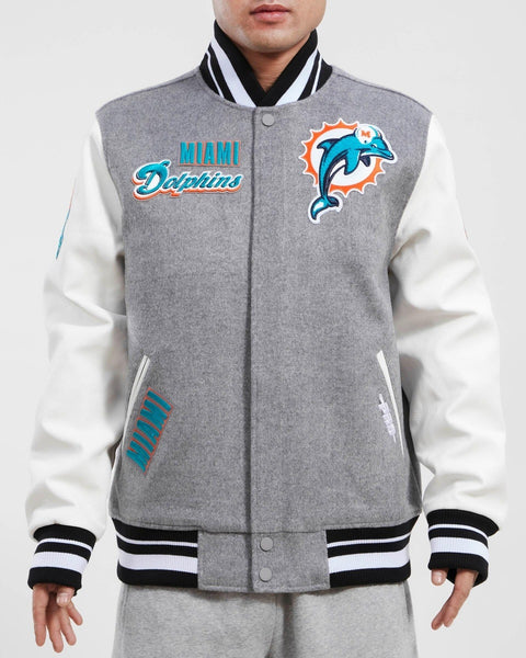 MIAMI DOLPHINS RETRO CLASSIC RIB SATIN JACKET (WHITE/BLACK) – Pro Standard