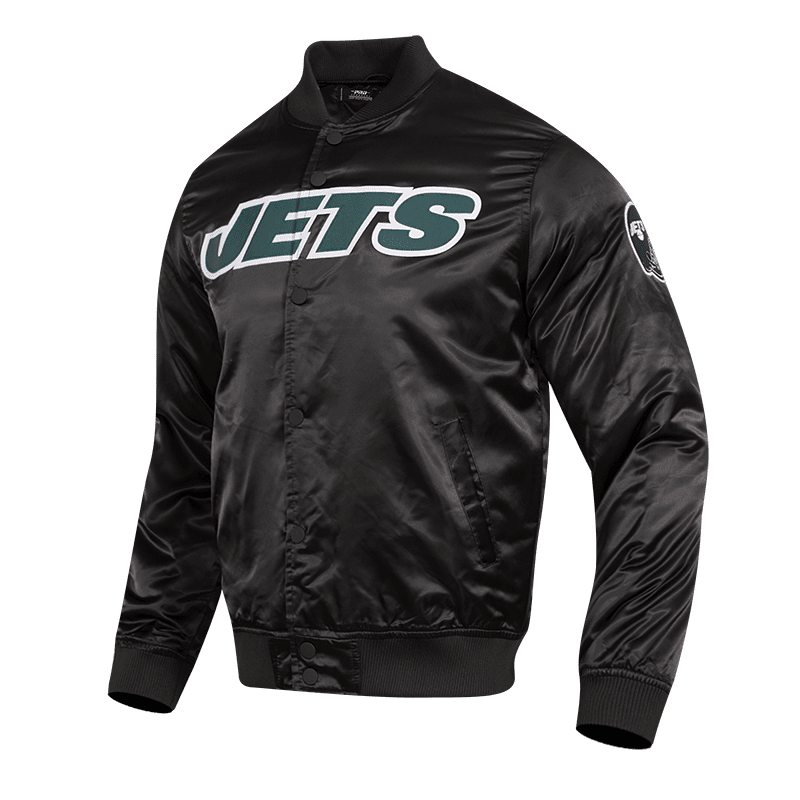 NFL NEW YORK JETS WORDMARK MEN'S SATIN JACKET (BLACK) – Pro Standard