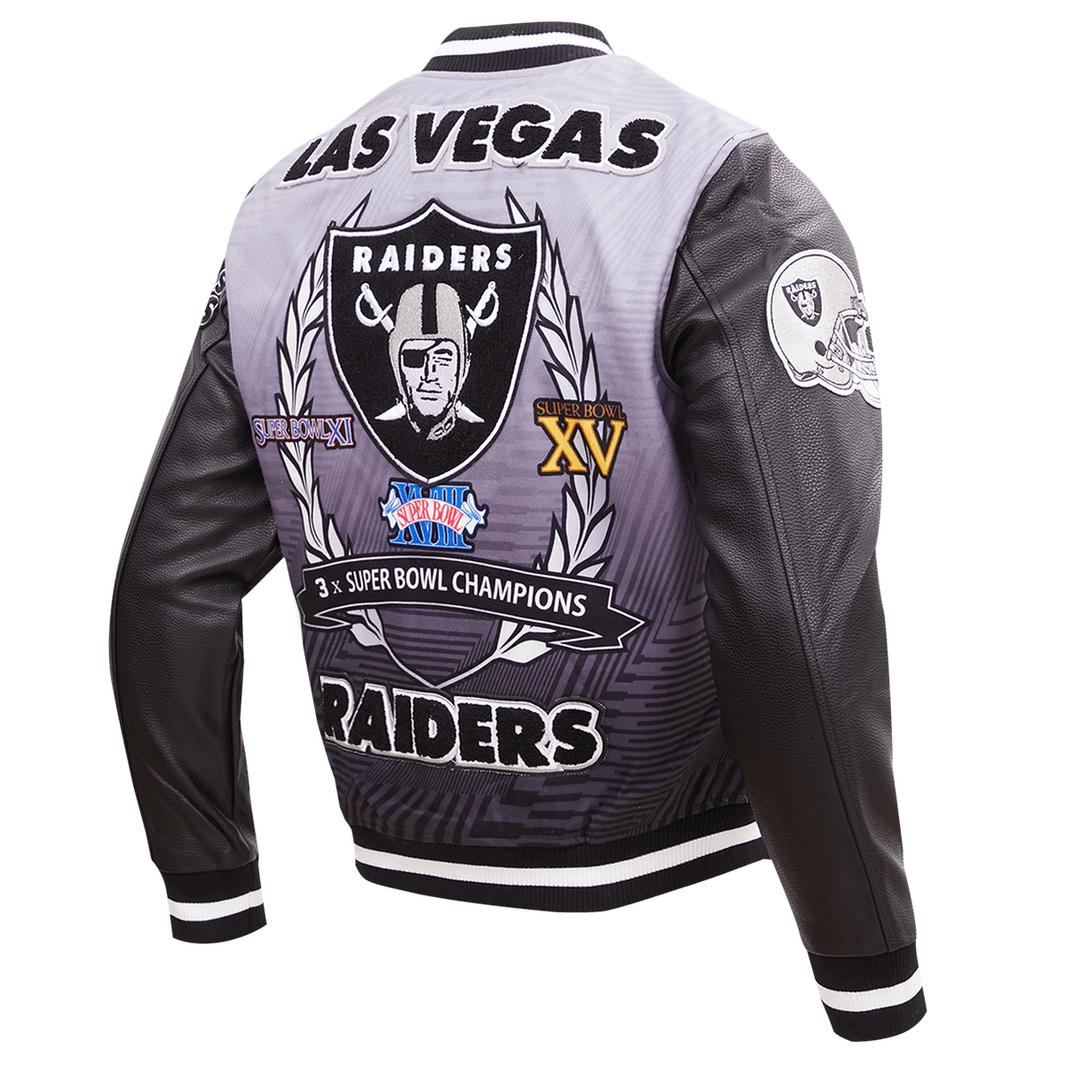 NFL LAS VEGAS RAIDERS REMIX VARSITY MEN'S JACKET (BLACK) – Pro Standard