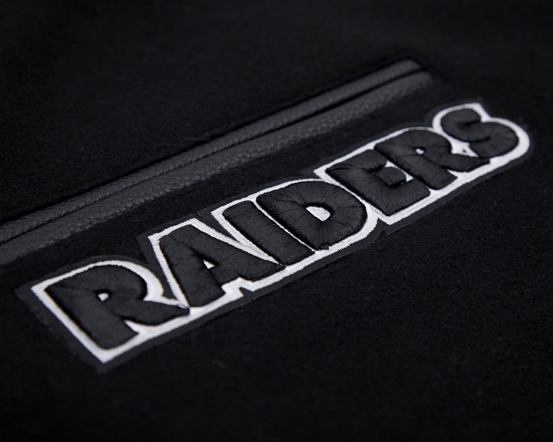 NFL LAS VEGAS RAIDERS RETRO CLASSIC MEN´S RIB WOOL VARSITY JACKET  (BLACK/WHITE)