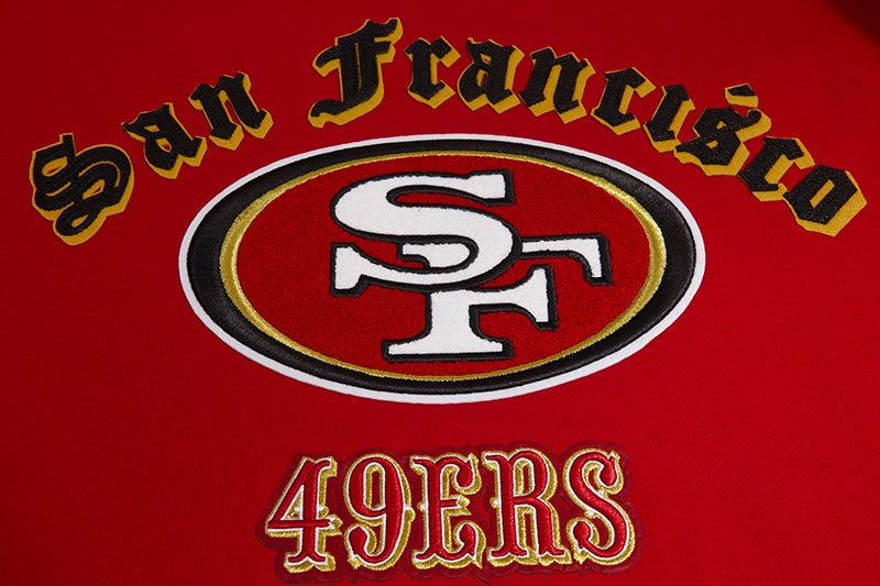 SAN FRANCISCO 49ERS OLD ENGLISH NFC WEST LOGO CREWNECK (RED)