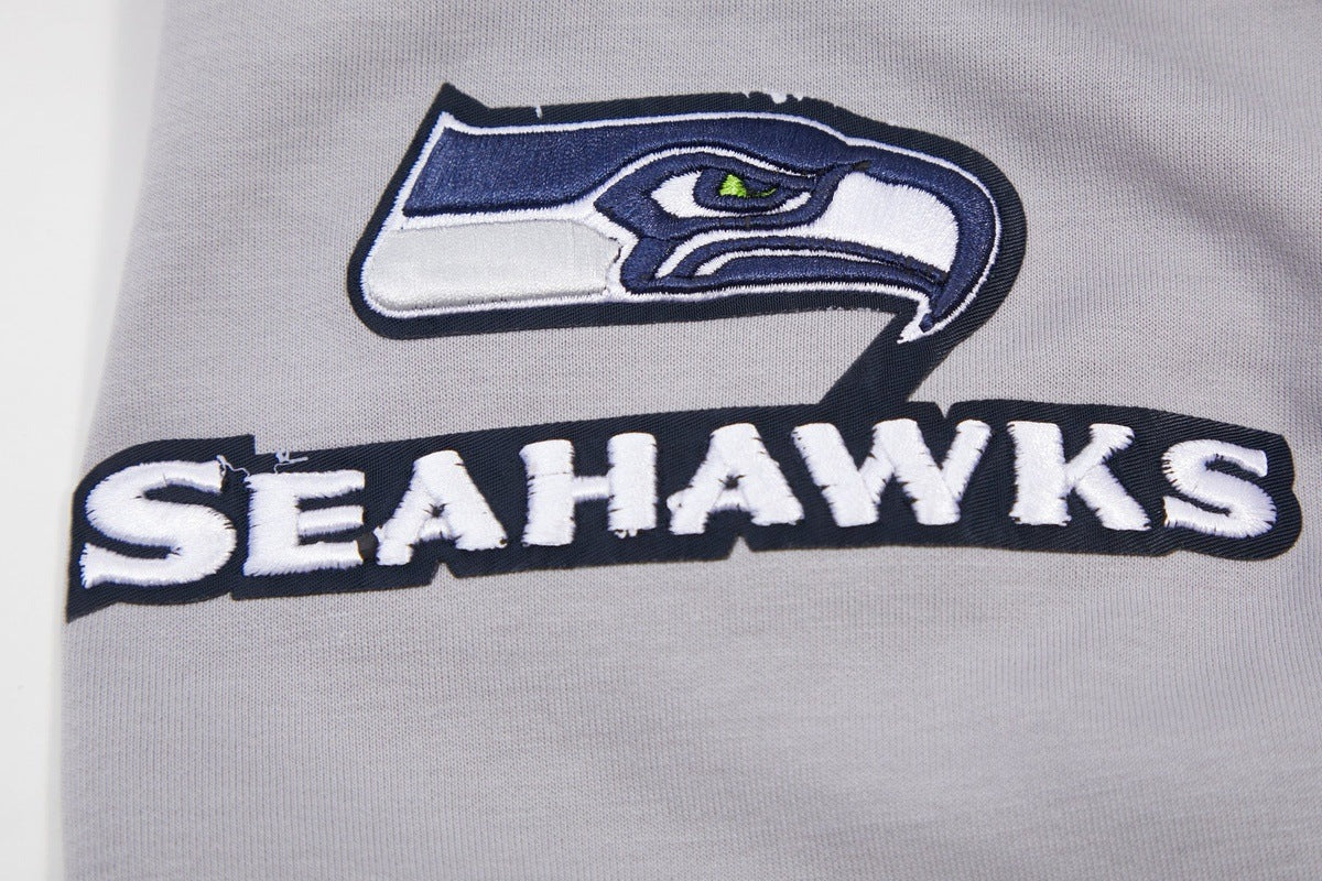 NFL SEATTLE SEAHAWKS CLASSIC CHENILLE MEN S FZ PO HOODIE GRAY