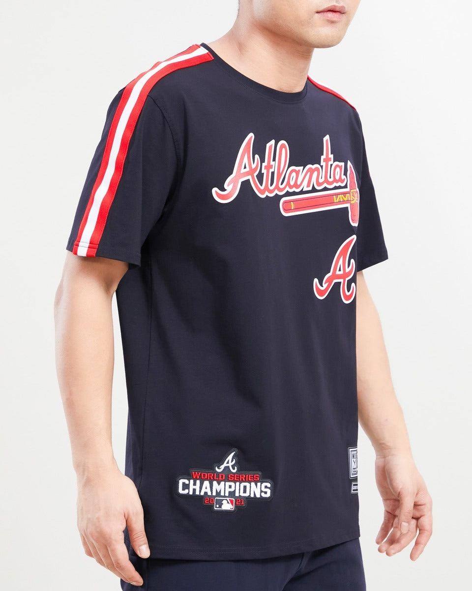 ATLANTA BRAVES LOGO PRO TEAM TAPING SHIRT (MIDNIGHT NAVY/RED)