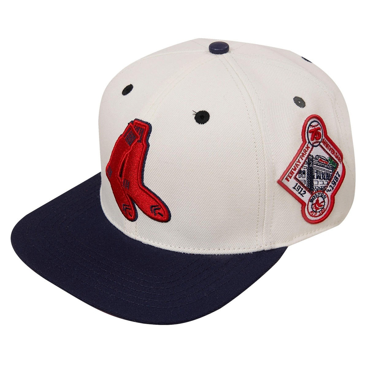 MLB BOSTON RED SOX RETRO CLASSIC UNISEX PRIMARY LOGO WOOL SNAPBACK HAT (EGGSHELL/ MIDNIGHT NAVY)