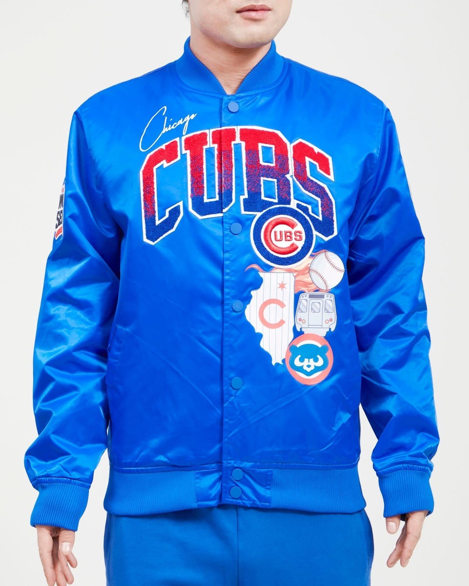 Chicago Cubs Home Town Satin Jacket (ROYAL BLUE)