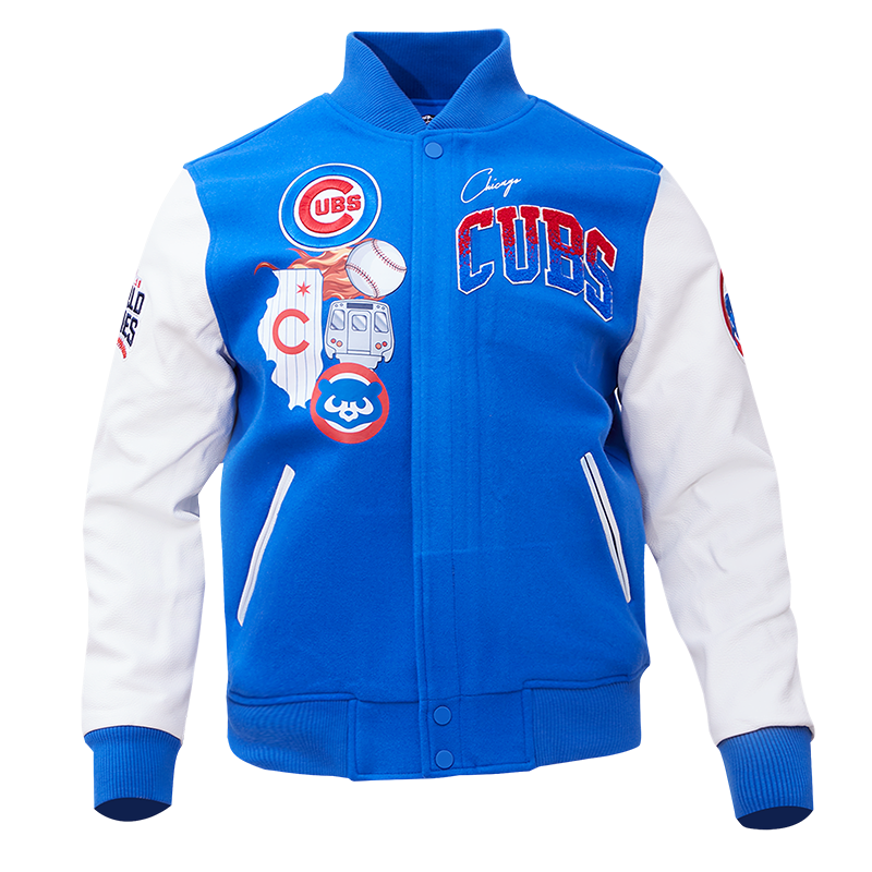 CHICAGO CUBS HOME TOWN WOOL VARSITY JACKET (ROYAL BLUE/WHITE)