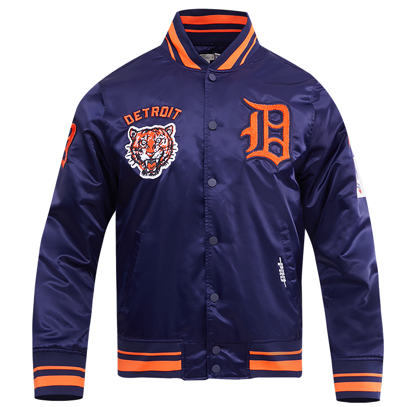 Vintage Detroit Tigers Baseball Starter Jacket Blue Satin MLB M