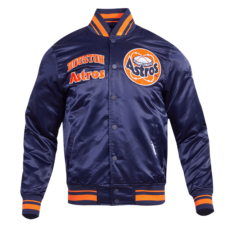 MLB HOUSTON ASTROS RETRO CLASSIC MEN'S RIB SATIN JACKET (MIDNIGHT NAVY ...