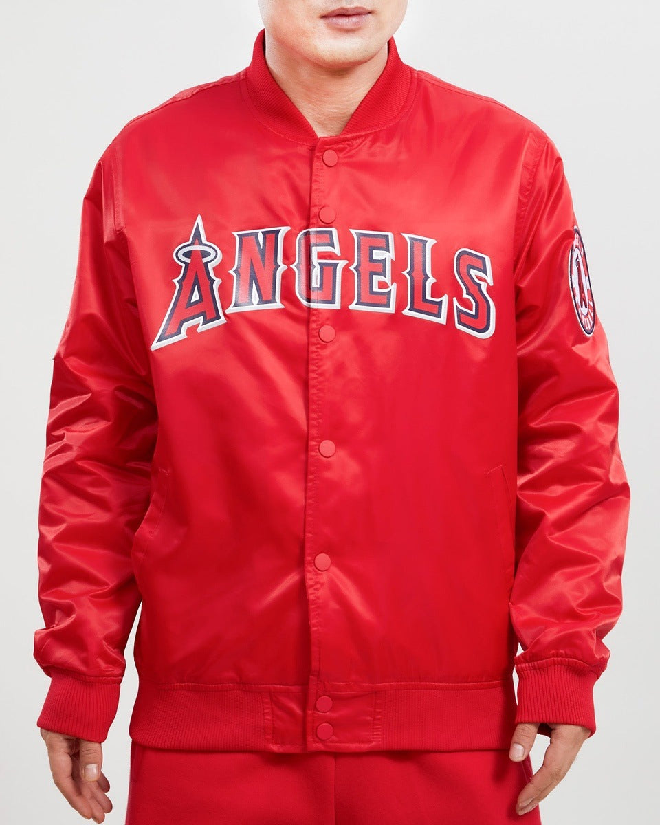 LOS ANGELES ANGELS TEAM BIG LOGO SATIN JACKET (RED)