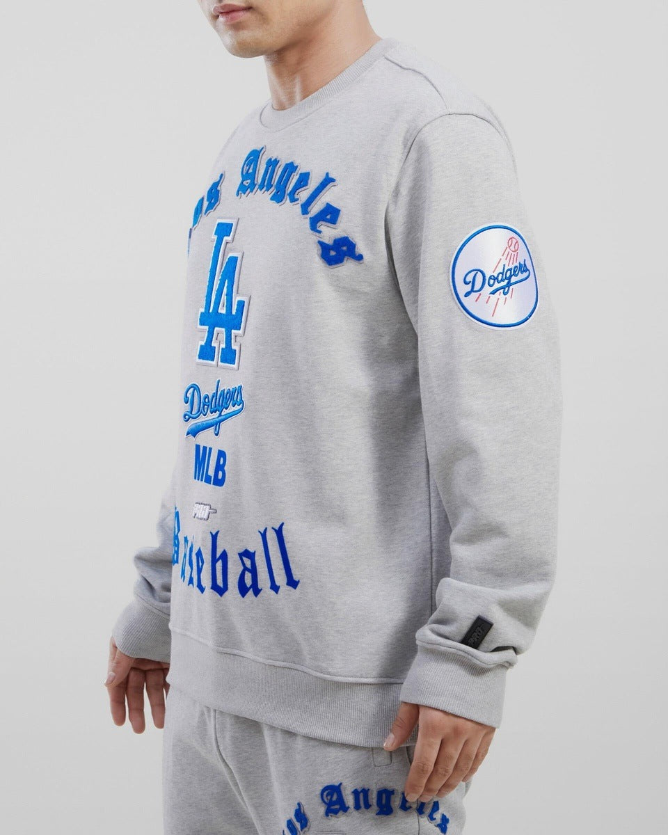 MLB LOS ANGELES DODGERS OLD ENGLISH MEN´S CREWNECK (HEATHER GREY