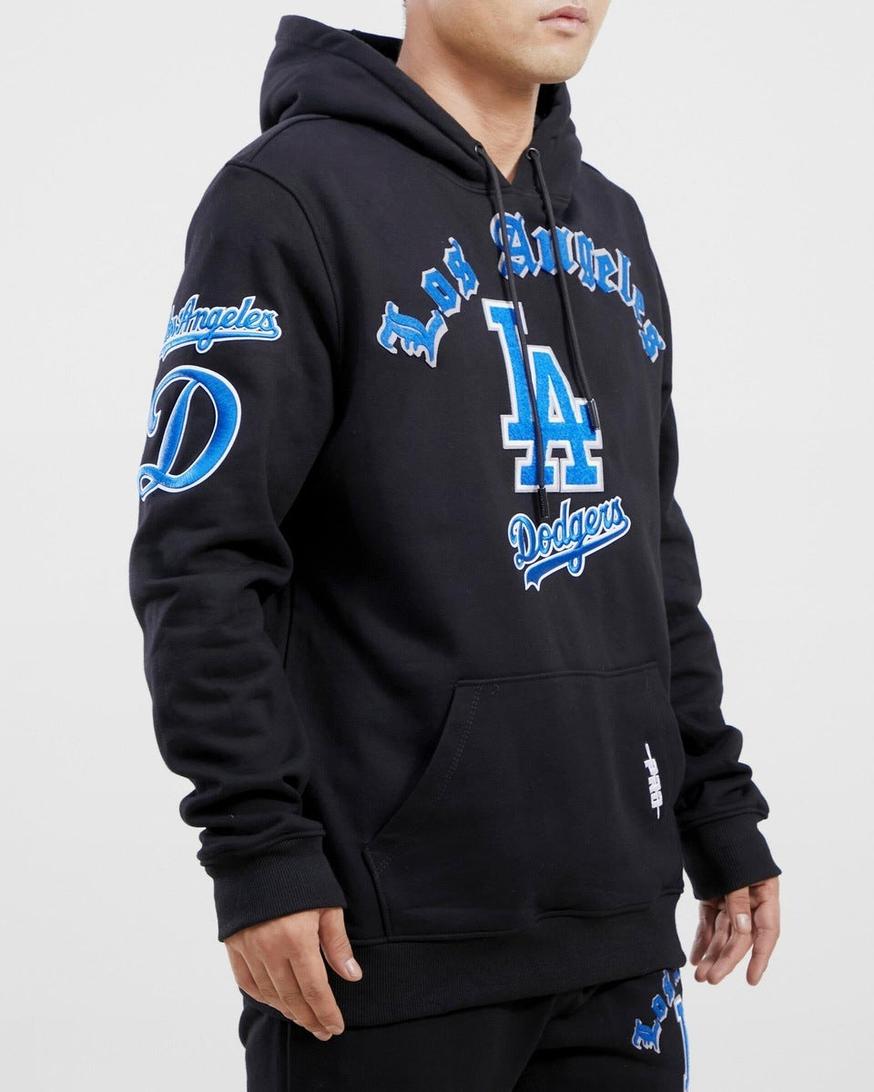 MLB LOS ANGELES DODGERS OLD ENGLISH MEN S PO HOODIE BLACK Pro