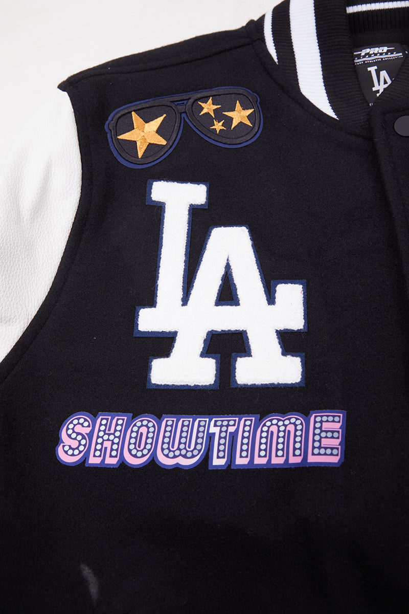 Los Angeles Dodgers Pro Standard Old English Satin Full-Snap Varsity Jacket  - Royal