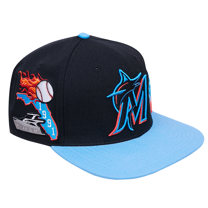 MLB MIAMI MARLINS HOMETOWN WOOL UNISEX SNAPBACK HAT (BLACK)