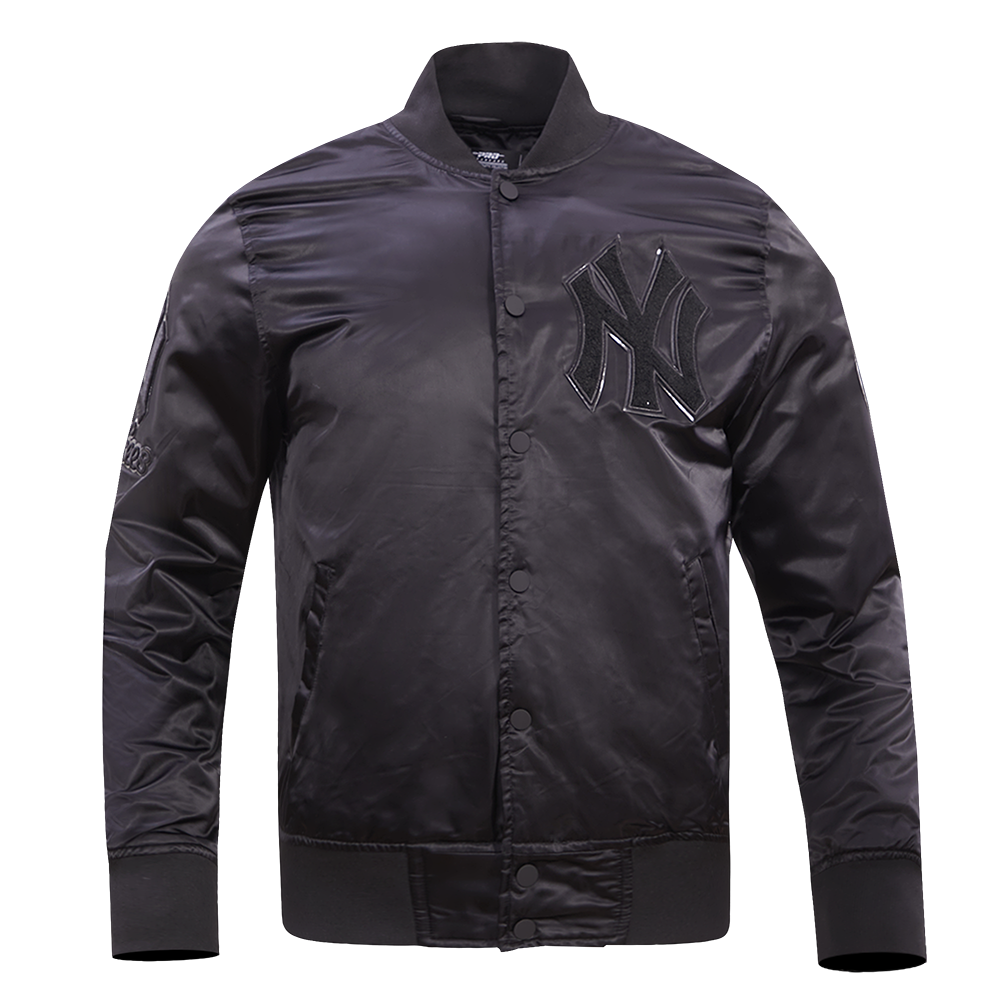 MLB NEW YORK YANKEES TRIPLE BLACK LOGO MEN'S SATIN JACKET (BLACK) – Pro ...