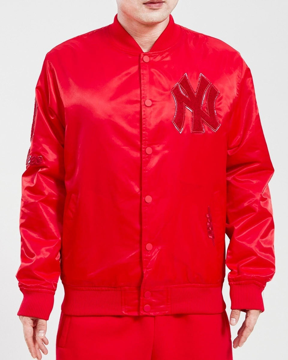 NEW YORK YANKEES CLASSIC TRIPLE RED SATIN JACKET (TRIPLE RED