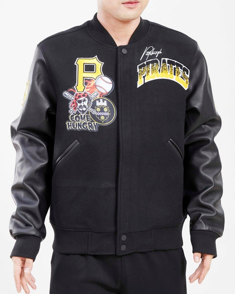 PITTSBURGH PIRATES RETRO CLASSIC RIB WOOL VARSITY JACKET (BLACK/YELLOW)