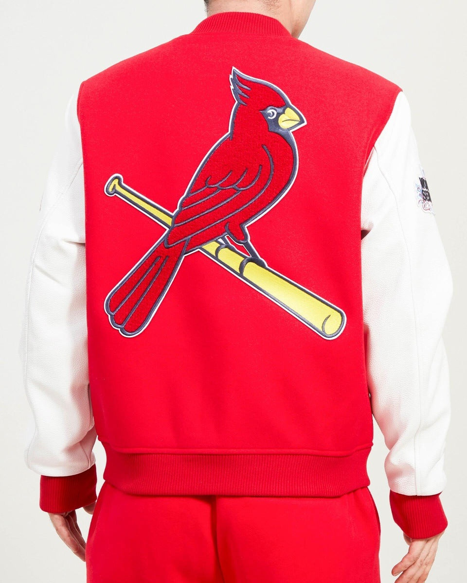 ST. LOUIS CARDINALS HOME TOWN WOOL VARSITY JACKET (RED / WHITE