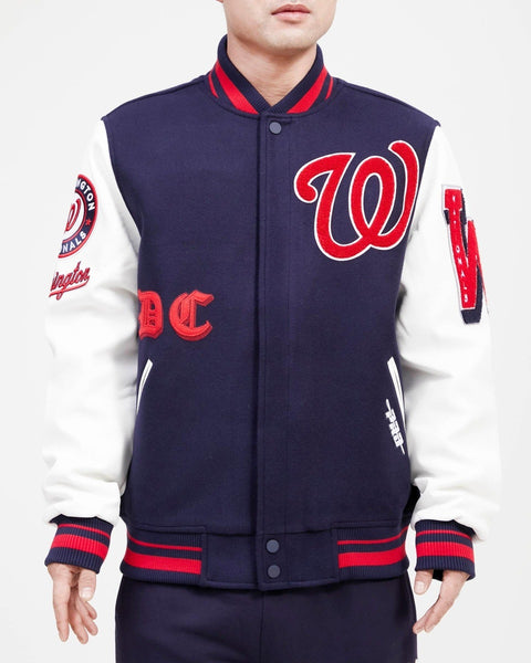 WASHINGTON NATIONALS OLD ENGLISH WOOL VARSITY JACKET (MIDNIGHT NAVY/WHITE)